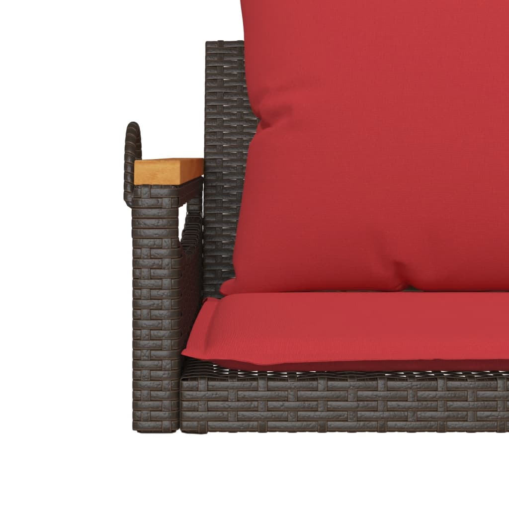 Brown Hanging Swing Chair with Cushions 63 x 62 x 40 cm Poly Rattan