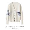 TB Design Puppy Jacquard V-neck Cardigan: British Chic Knit Outerwear