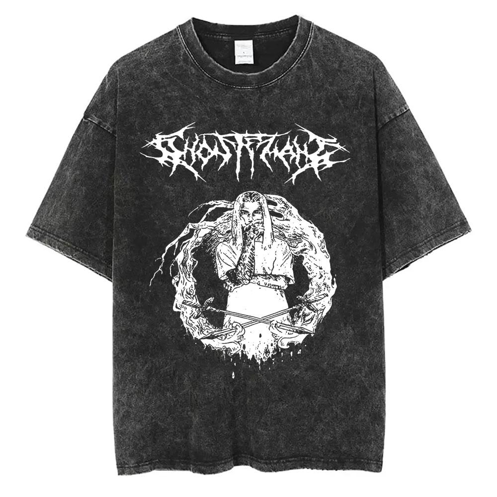Washed Vintage Rapper Ghostemane Graphic Print Tshirt Men Women Hip Hop Rap Rock Trap Metal Gothic Oversized Tshirt Streetwear