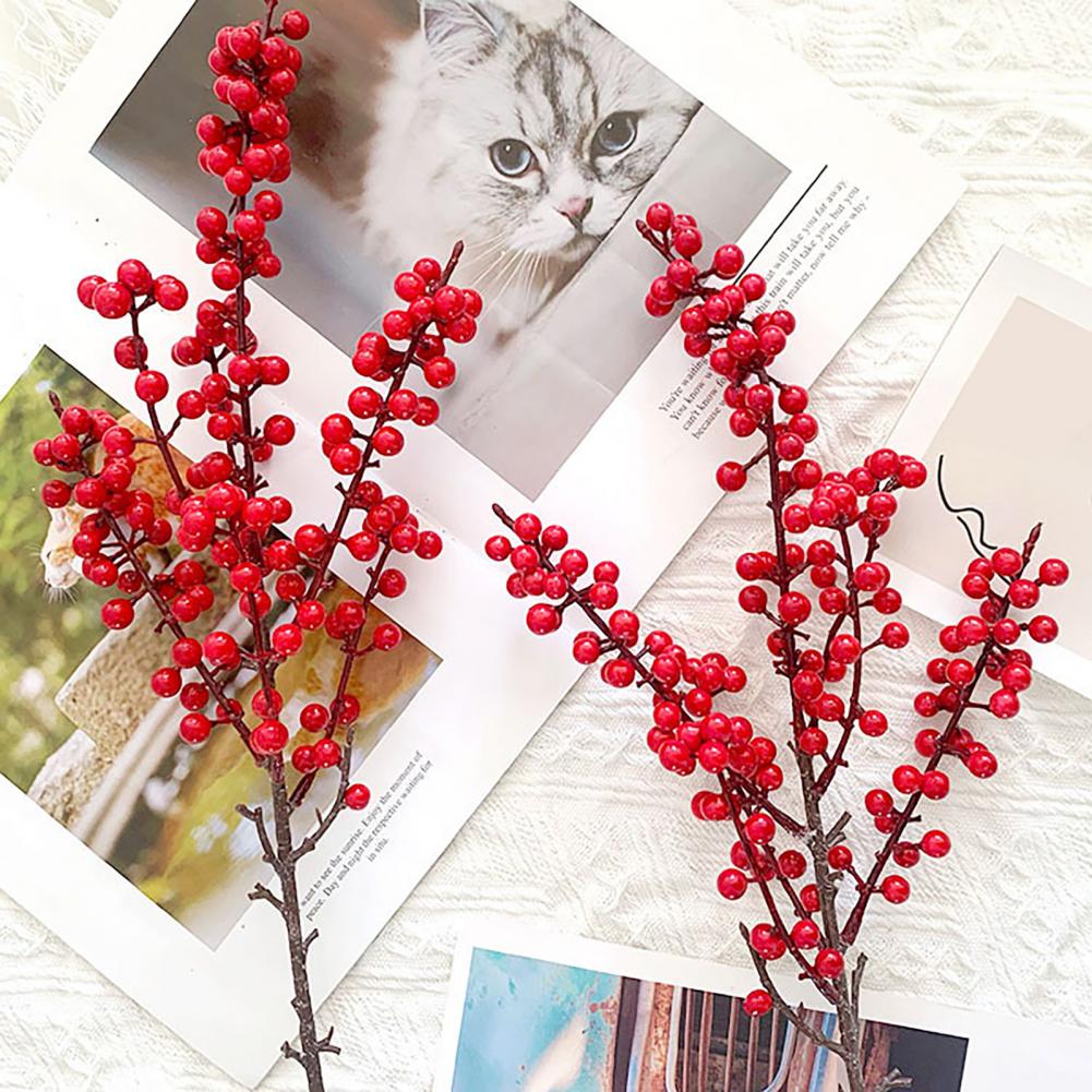 Long-lasting Fake Berries No Maintenance Artificial Flowers Artificial Holly Berries Decoration Realistic Faux Berries Flexible
