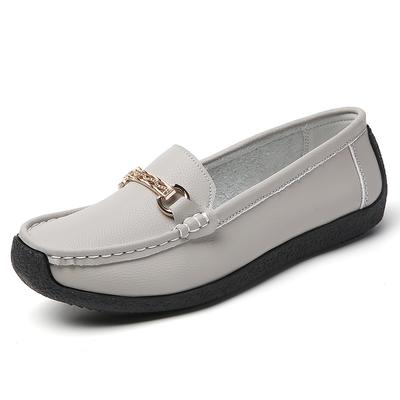 New 100% Genuine Leather Flat Shoes for Women, Comfortable Casual Shoes, Walking Loafers, Large Sized Leather Shoes Comfortable Soft Sole Non Slip Des