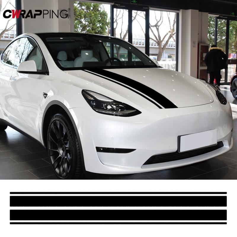 Car Sticker Universal Car Hood Cover Sticker Classic Stripes Graphics Styling DIY Vinyl Wrap Decal for Mercedes Benz Accessories