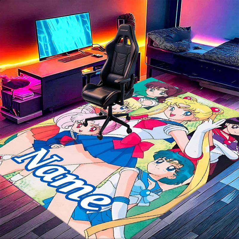 Custom Name Personalized Sailor Moon Print Carpet, Versatile Home Decor Rug, for Playroom, Apartment, Balcony, Entryway, Hallway Gift
