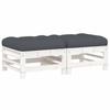 VidaXL Repose-pieds de jardin coussins 2 pcs blanc bois de pin massif, tabouret, repose-pied ottoman, tabouret de jardin, 825696