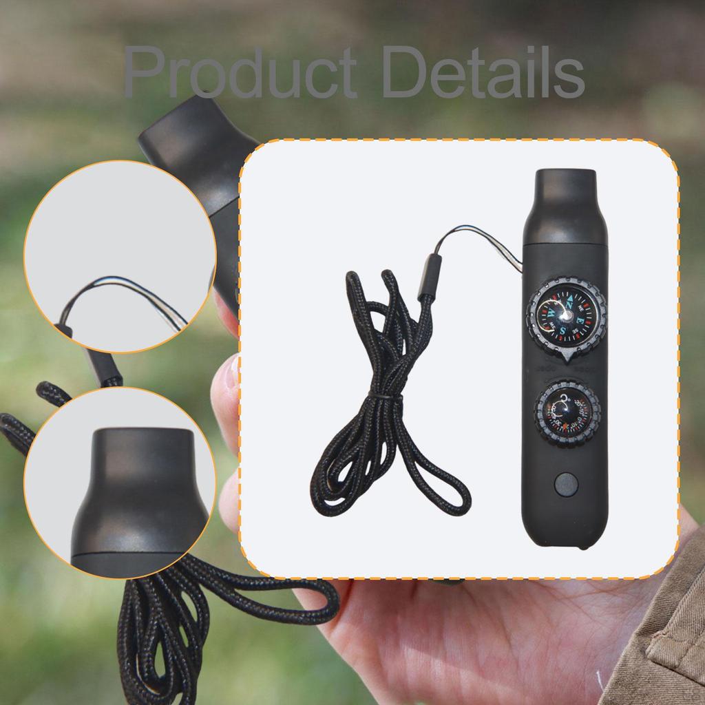Emergency Whistle Multi Use Adults 7 In 1 Practical Versatile with Lanyard Portable for Climbing