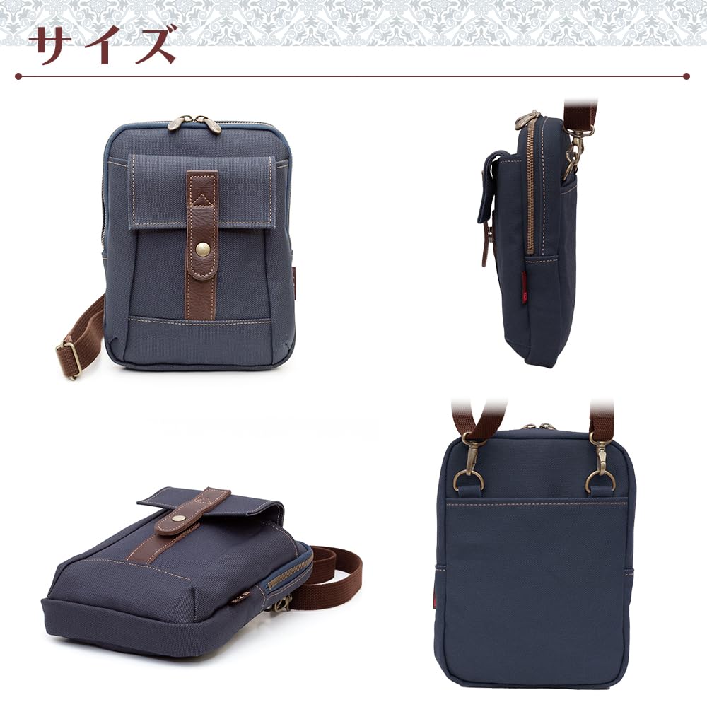 Shoulder Slim Smartphone and Gadget Shoulder Persimmon Made In Perfect Birthday Gift for Dad Tannin [creare Kiki] Men's Bag, Bag, Tannin-Dyed Canvas,