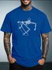 Unisex White Short Sleeve Tee Cool Skateboarding Skeleton Line Graphic Crew Neck Loose Casual Male Street Summer Fashion Tops