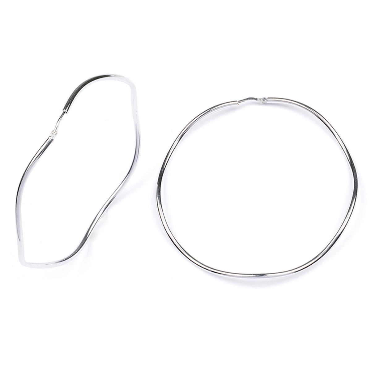 

Сокровища Лили [M8866] - Серебряные серьги-кольца Ripples Серебро (с родиевым покрытием) - 55x2 мм