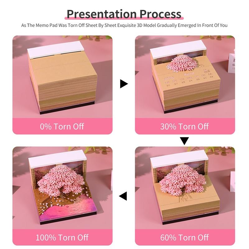 Time Piece Kalender 2026 Schreibtischkalender mit LED-Licht 3D Abreißkalender Papierschnitzkunst Notizblock Geschenk Weihnachten