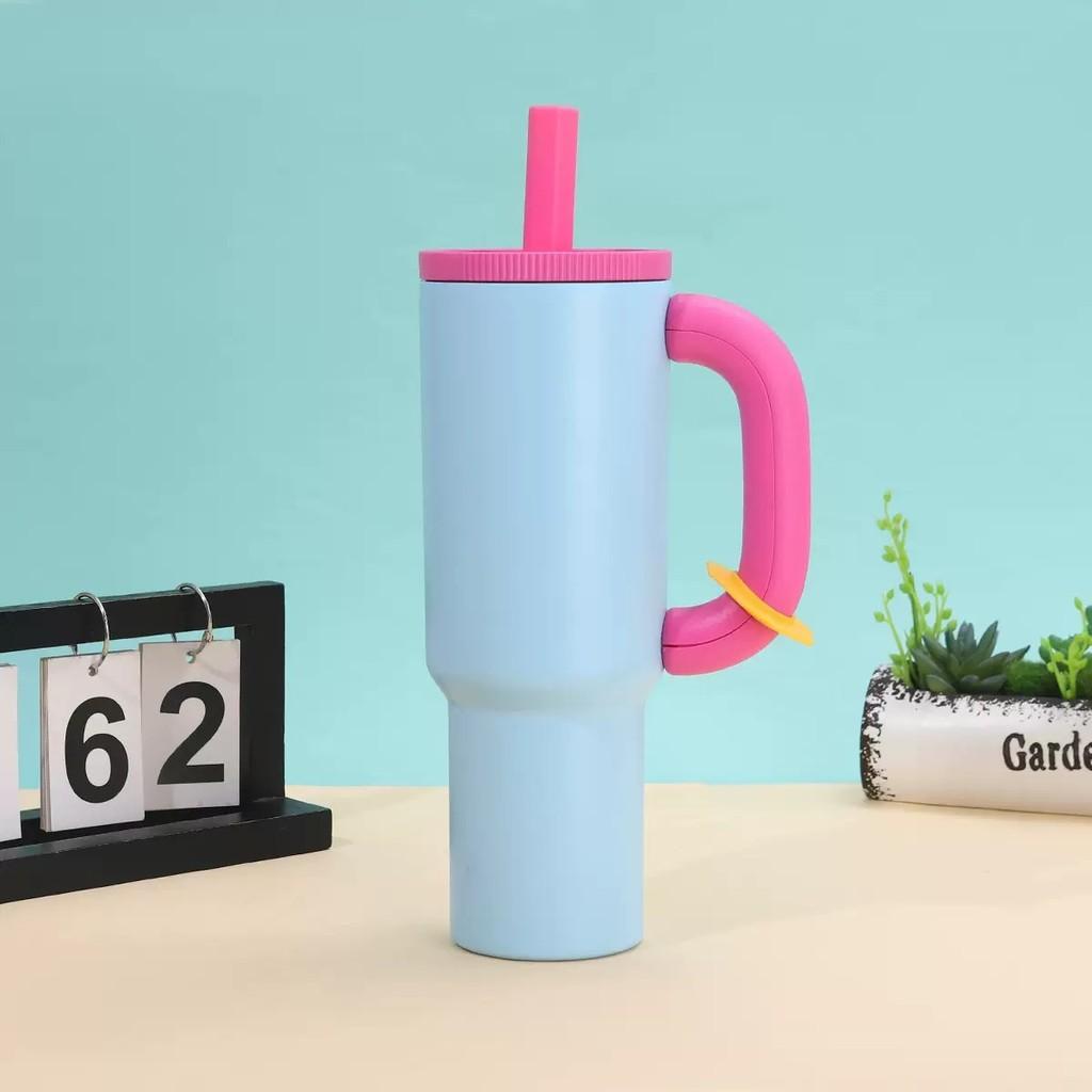 Insulated Travel Mug With Handle And Straw For Outdoor And Car Use