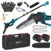 Mini Cordless Chainsaw, 8-Inch, 6000 mAh, 580 W, Telescopic Pole, Blue