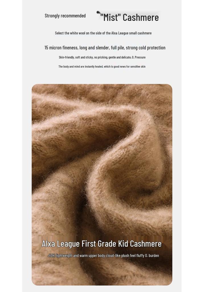 Women's Half-High Collar Cable Knit Cashmere Sweater - Korean Style Thick Pullover for Autumn and Winter