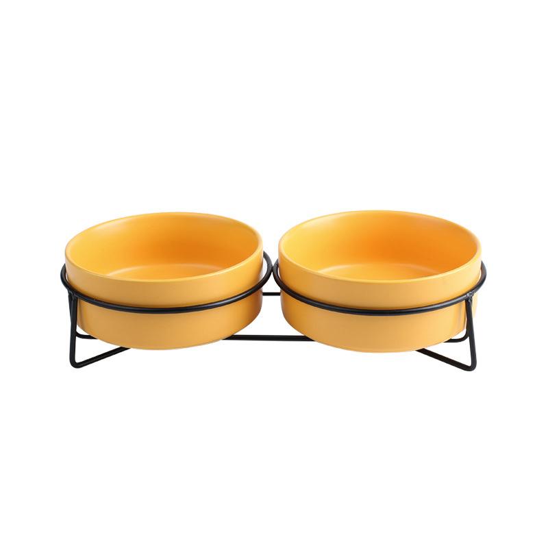 Double Cat Food Water Bowls with Stand Ceramic Pet Feeding Accessories Cats Small Dogs Eat Drink Supplies Puppy Feeder Bowl