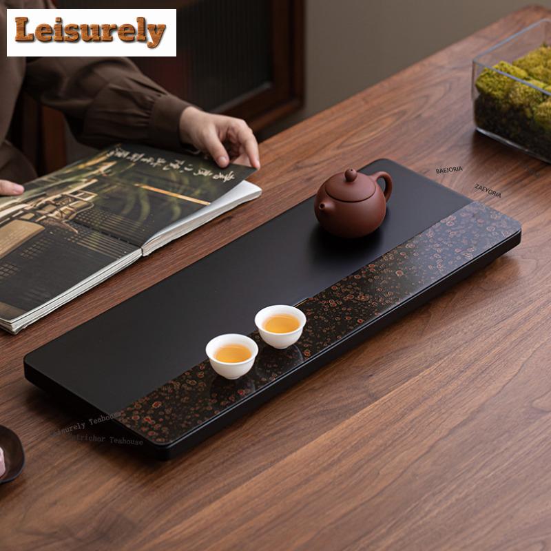 HOYIHM Lacquerware Zen Tea Tray Vintage Snack Plate Coffee Storage Board Organizers Desk Dishes For Serving Teaware Decoration