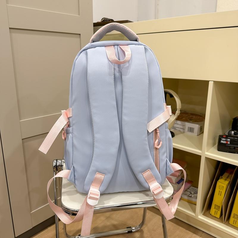 Large Capacity Student Schoolbag Women's Cat Pattern Backpack Color Contrast Backpack with Coin Purse