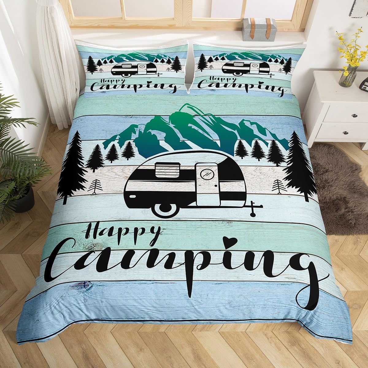 

Camping Beding Set Twin King Ful Sized Dimensions for Tens Adult People Soft Duvet Cover Hapy Camping Warm Comforter Cover 3 Pieces featuring 2 120*200cm Single
