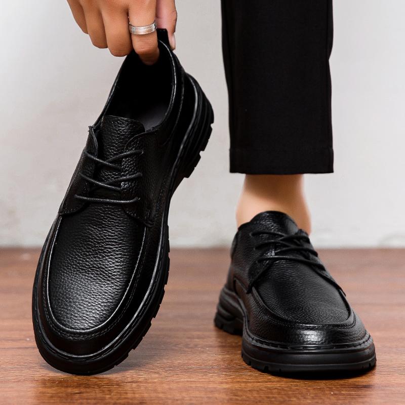 Fashion Genuine Leather Men Casual Shoes Classic Male Comfortable Loafers Handmade Lace-Up Men's Walking Shoes Outdoor Mens Slip On Shoe