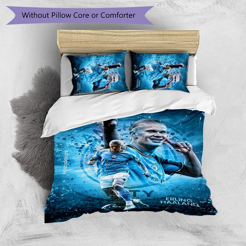 Set Biancheria da Letto 3 Pezzi con Stampa Modello Erling Haaland Morbido Delicato sulla Pelle Lavabile Copripiumino e Federe Set Stagione Unica Camera da Letto