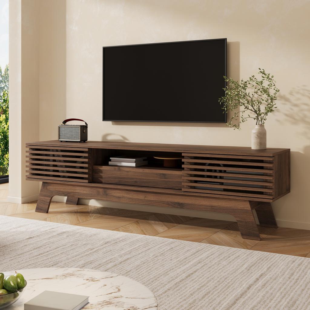 TV Lowboard TV Cabinet TV Board TV Table MDF Slatted Doors Drawer Cable Passage Living Room