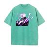 Jujutsu Kaisen Anime Washed T-Shirt Gojo Satoru Cooles Grafik-T-Shirt Herren Lässig Manga T-Shirts Harajuku Männlich Baumwolle Vintage Oberteile