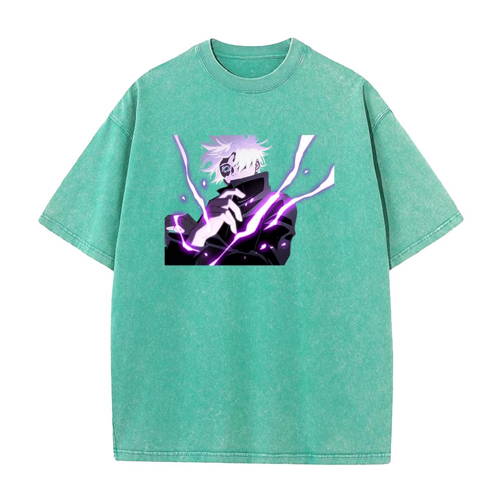 Tricou Anime Jujutsu Kaisen Spălat Gojo Satoru Tricou Grafic Cool Bărbați Casual Tricouri Manga Harajuku Bumbac Bărbați Topuri Vintage