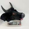 Halloween Moving Mouth Ox Horn Mask Scary Black Bull Head Cover Plush Animal Headgear Party