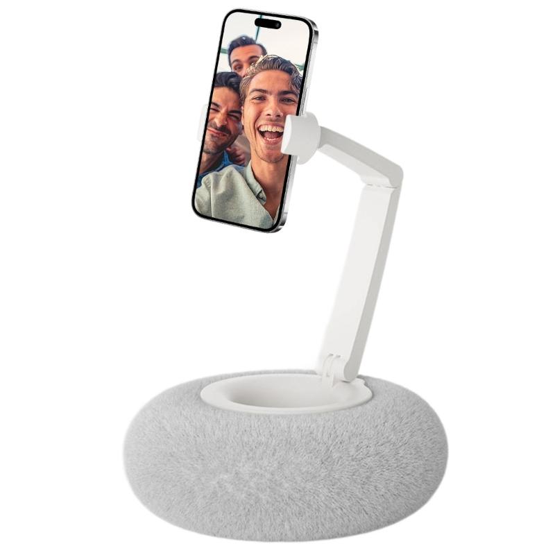

Two Axes Foldable Phone Holder Support Plush Pillow Base 360 Degree Rotating for 4-7Inch Mobile Devices Home Office Use белый