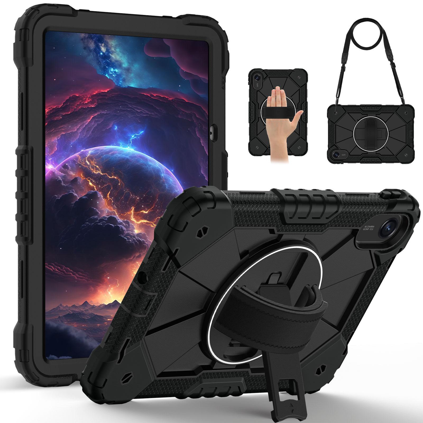 

Чехол-ручка с подставкой для Xiaomi Redmi Pad 2 2025 11,0 дюйма 25040RP0AG 25040RP0AI, вращающаяся подставка, усиленный чехол с ремешком на плечо Redmi Pad 2 2025 чёрный