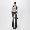 Spice girl low waist black gray slightly pulled jeans women's autumn and winter new elastic and thin versatile horseshoe flared pants