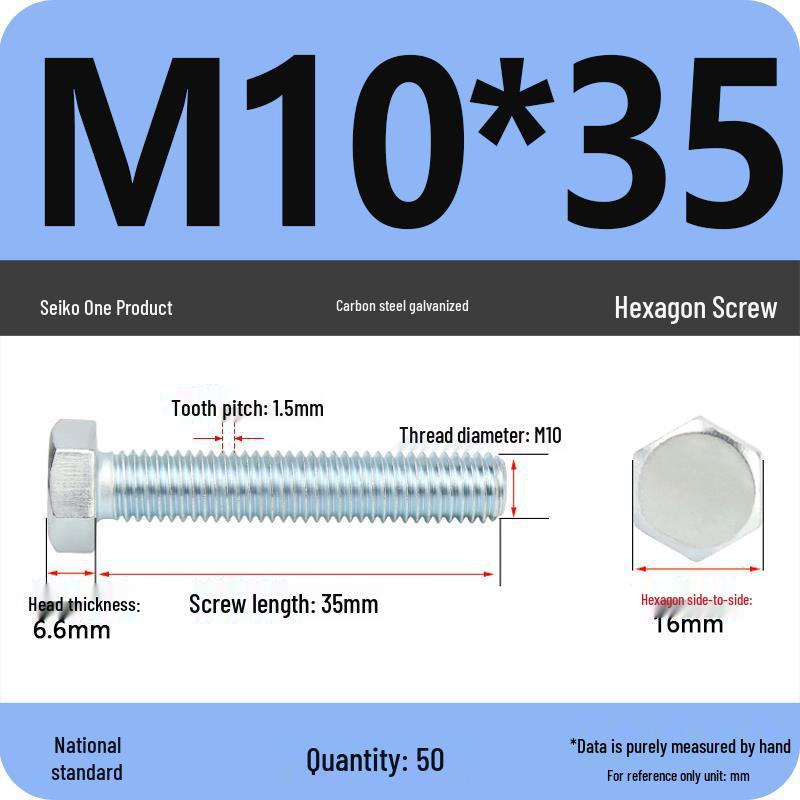 8.8 Grade Galvanized Hex Head Bolt, High-Strength M4-M30