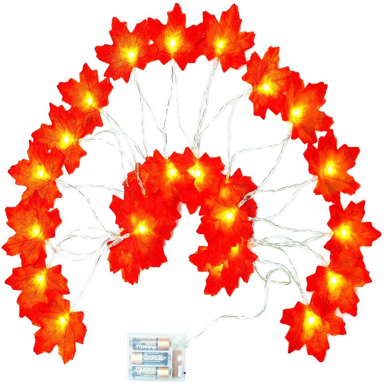 

Гирлянда из кленовых листьев, 14 футов, 30 светодиодов, светящаяся осенняя гирлянда для украшения на Хэллоуин, День благодарения, Рождество One Size