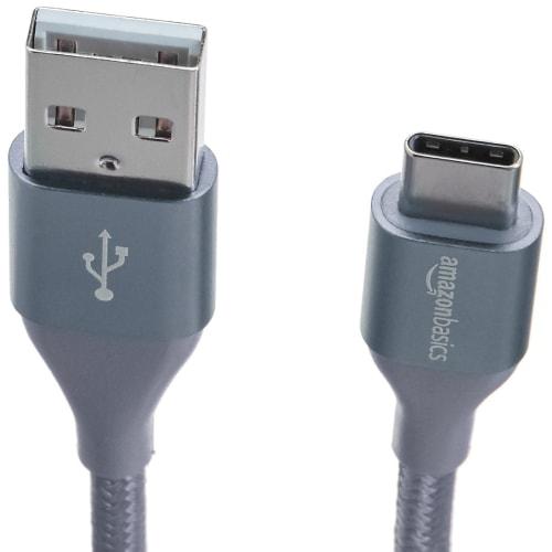 Basic USB C Cable (USB-C to USB-A 2.0) Fast Charging Nylon Braided Cord Speed ??480Mbps USB-IF Certified for Apple iPhone 15/iPad/Samsung Galaxy/Table