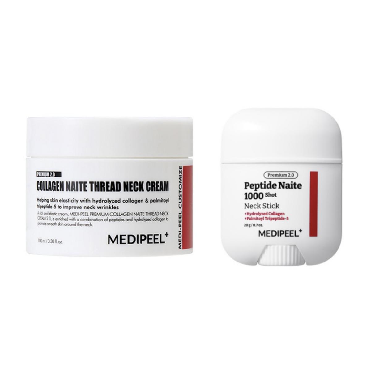 

[Medipeel] Premium 2.0 Collagen Naite Thread Neck Cream 100ml + Peptide Naite 1000 Shot Neck Stick 2.0 20g