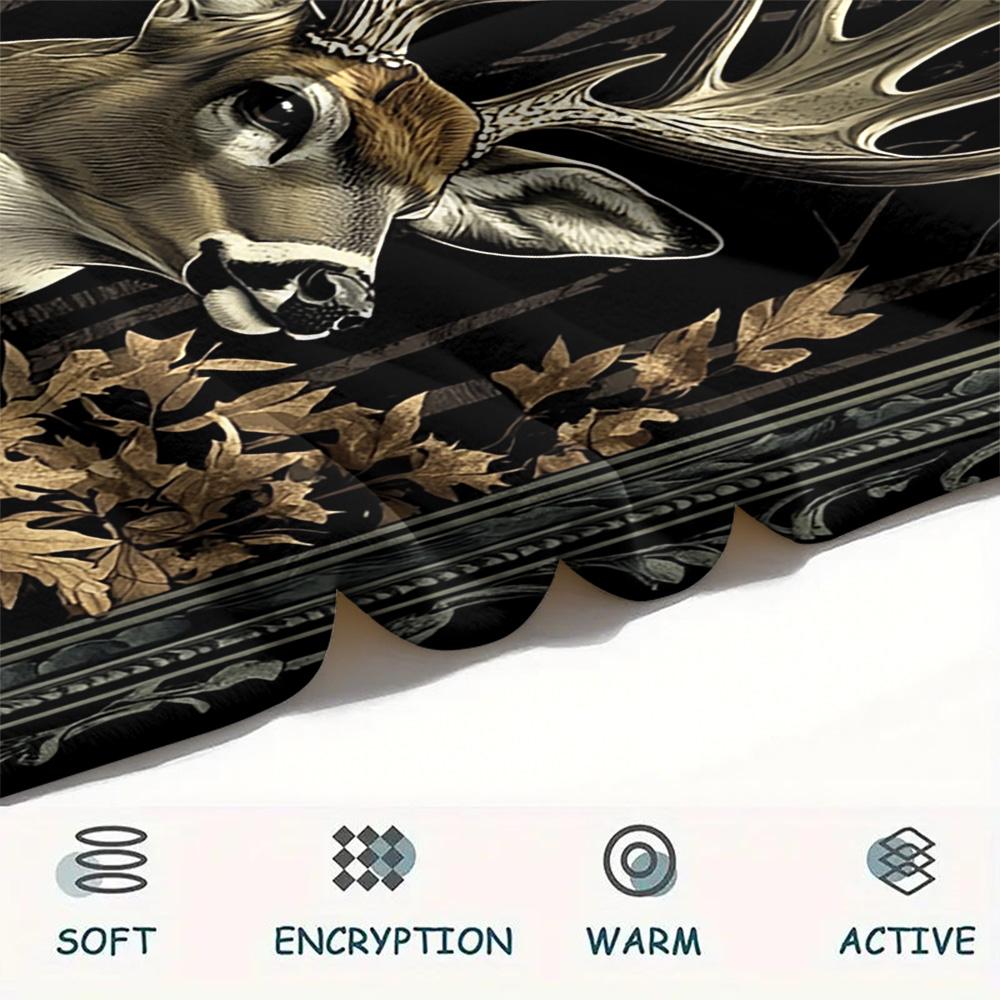 Deer Print Flannel Blanket, High Quality Comfortable for All Seasons, Home Decor, Warmth and Comfort, Perfect for Christmas Gifts