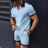 Set da Spiaggia da Uomo Camicia Casual a Blocchi di Colore Maniche Corte Pantaloncini