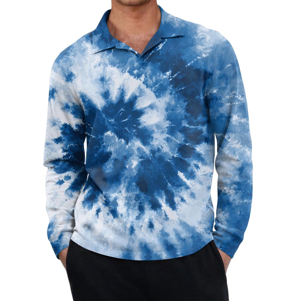 Men's Casual Retro Small V-neck Long-sleeved Top