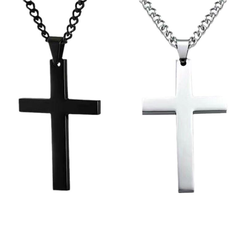 European/American Stainless Steel Men's Cross Necklace with Titanium Steel Pendant