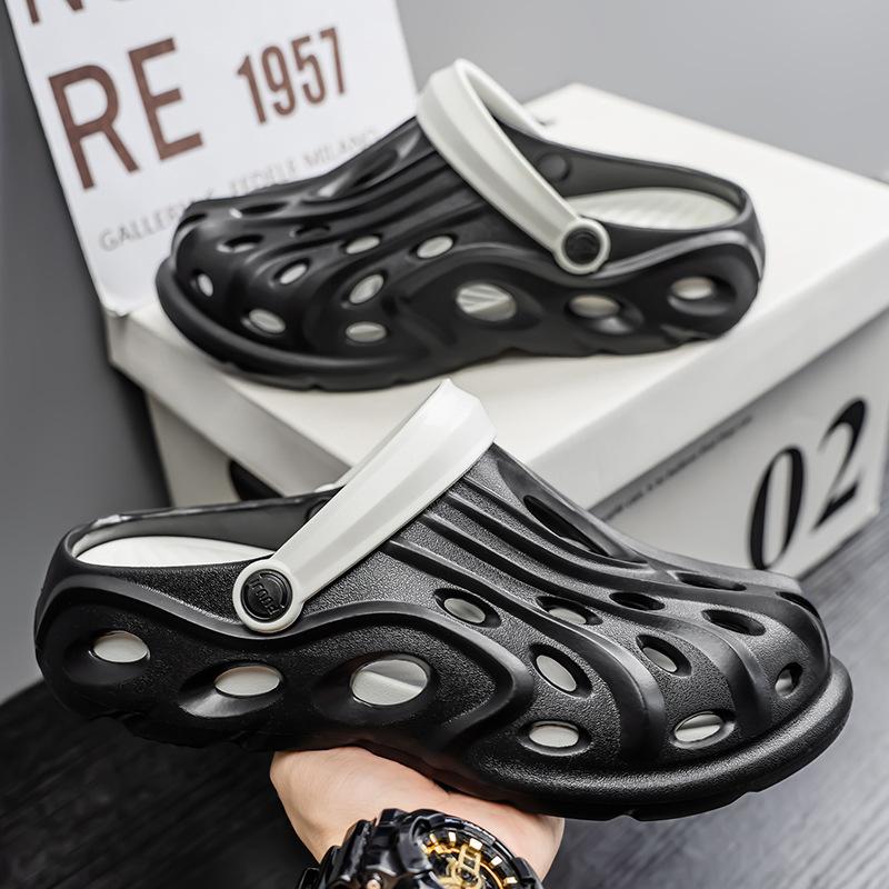 

Men s new comfortable and trendy fashion daily casual round head color matching hole shoes breathable bag head men s hole shoes 45