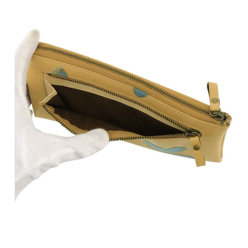 Lange Geldbörse Reißverschluss Dolce Aqua Gelb [Via Doan] L-förmig Damen [65]