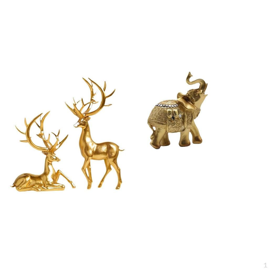 Elegant Resin Deer And Elephant Sculptures Collection for Living Room Bedroom Countertop Shelf