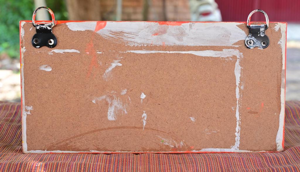 Indian Folk Art Mirror Work Wood Wall Panel: Hand-Painted Ethnic Decor