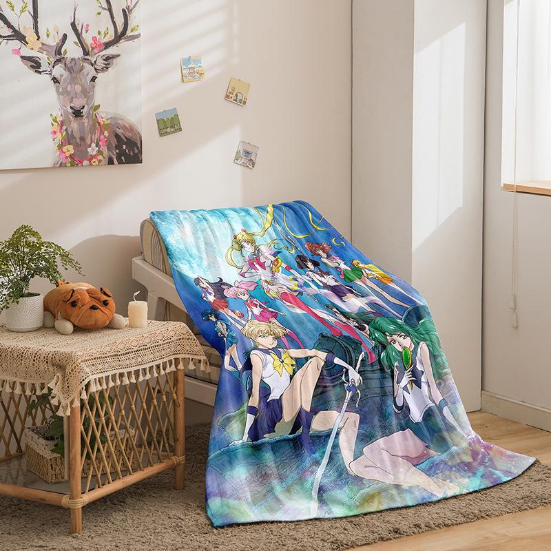 Cartoon Beautiful Girl War Series Double-Sided Flannel 3D Digital Printing Blanket, Blanket