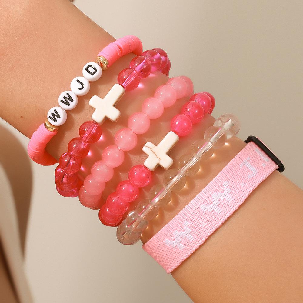 Faith Religious Easter WWJD For Women Men Jesus Bracelets suit 6pcs Bracelet Christian Jewelry(Random Color Of Letters)  Unique