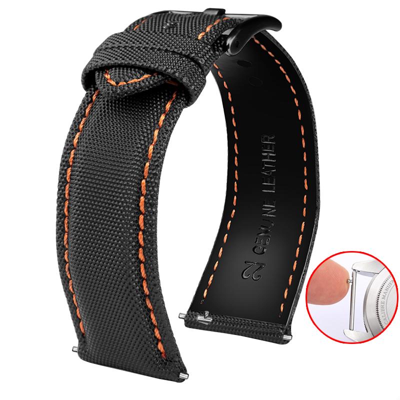 

20mm 21mm 22mm 23mm 24mm Nylon Cowhide sole Watchband For Tag Heuer Citizen Seiko no.5 WATCH Men Women Canvas Fabric Watch Strap 20mm