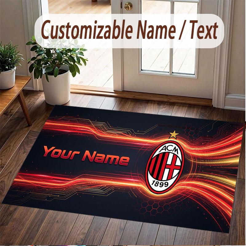 Tappeto Personalizzato Modello AC Milan Stampa Nome Testo Morbido Antiscivolo Tappeto per Pavimento per Decorazione Interna Casa