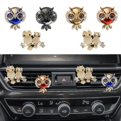 Kristall Eule Auto Lufterfrischer Diamant Eule Auto Parfüm Lüftungsschlitzklemme Autozubehör Innenraum Frauen Aromatherapie Ornament