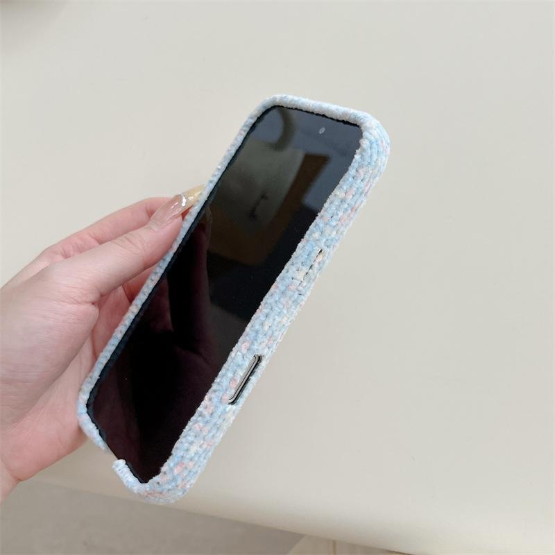 Blaue Strickstoff-Handyhülle für iPhone 15, iPhone 16, iPhone 17 Pro Max