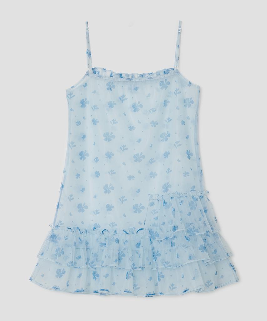 Taibseobiseu Mesh Ruffled Layered Dress [Blue]