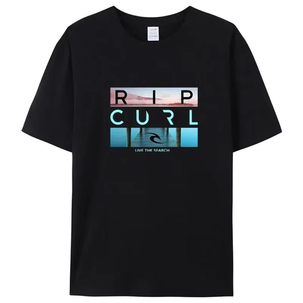 Selling Rip Live the Search Beauty Curl Logo Men's T-Shirt Summer Amazing Quality 100% Cotton White Top Tees Male New T-Shirt