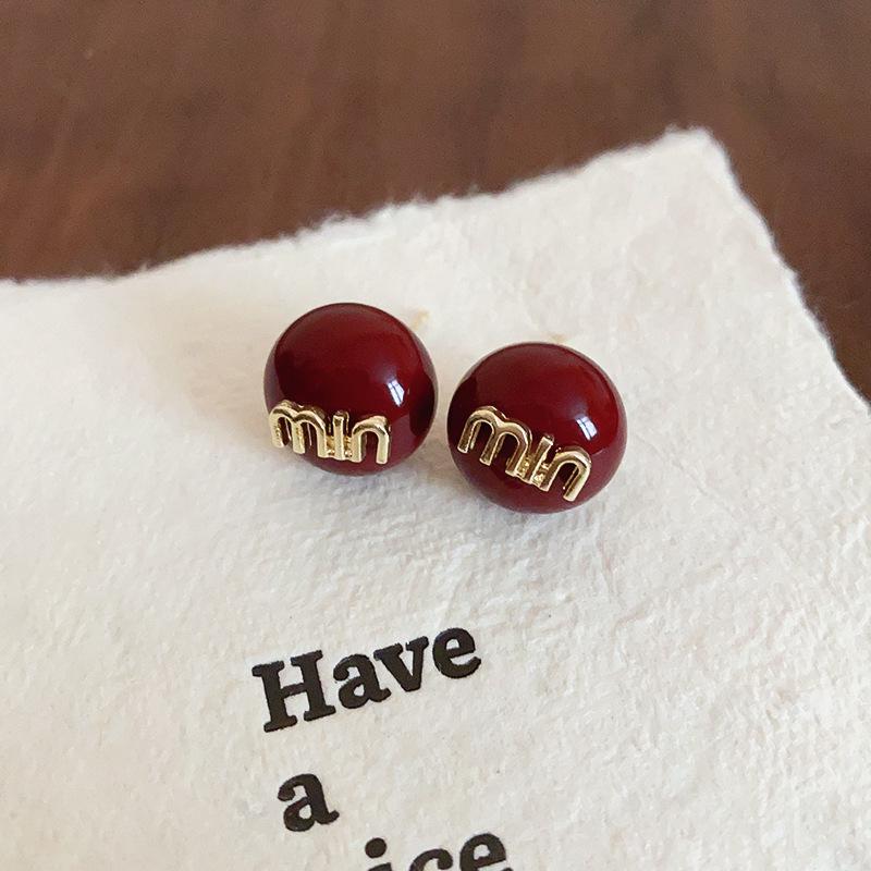 Silver Needle Red Drip Geometric Ear Cuffs - Retro Light Luxury Earrings for Women, Autumn/Winter Collection